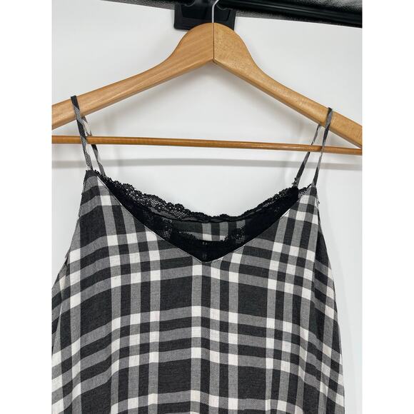 Zara Black White Gingham Lace Slit Shark-bite Hem Size S‎ Y2K Grunge Boho Punk - Picture 3 of 8
